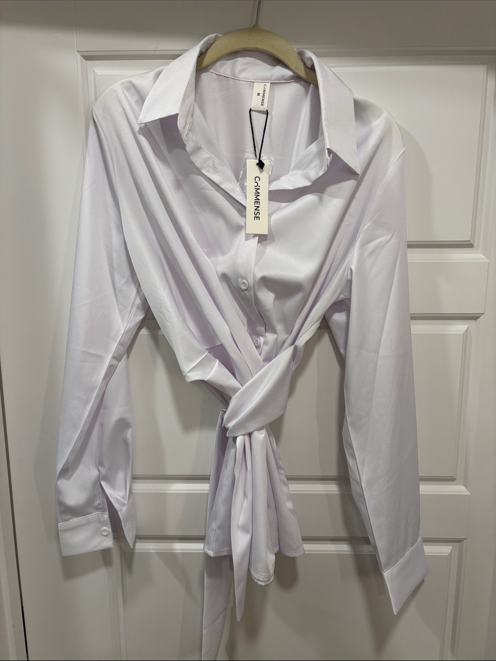 White button down wrap blouse NWT